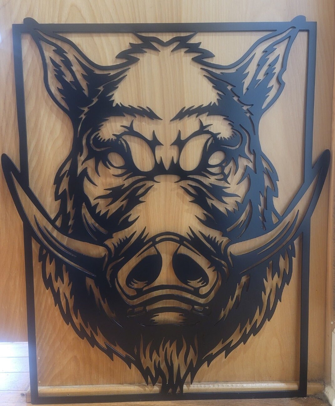 Metal Razorback Sign Wild Boar Harley Themed Metal Wall Art: Rustic Razorback Decor Memorial ...