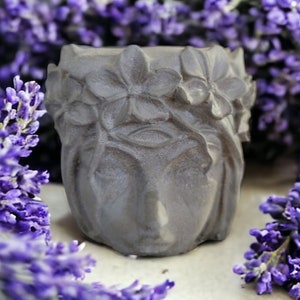 Lady Face Concrete Planter: Fairy Garden Decor, Succulent Pot