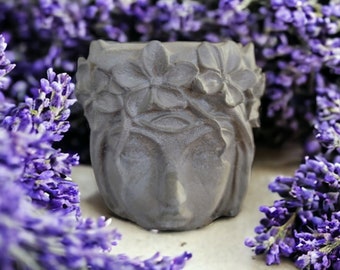 Lady Face Concrete Planter: Fairy Garden Decor, Succulent Pot