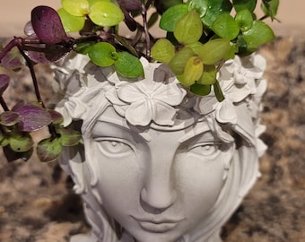Fairy Goddess Concrete Planter: Succulent Cactus Bonsai Pot Home Decor