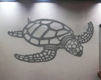 Sea Turtle Metal Wall Art  24"– Coastal Decor Nautical Beach House Accent
