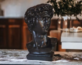 David Bust Concrete Planter: Michelangelo Head Sculpture, Handmade Home Decor