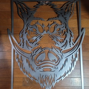 Metal Razorback Sign Wild Boar Hog Pig Metal Wall Art Decor Hunter Bow Archery Season ...