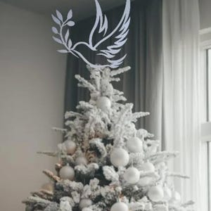 Peace Dove tree topper WHITE Olive Branch idea metal wall decor home art presents gift sale