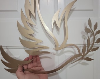 Metal peace dove Gold Handmade wall art decor for gift, weddings, housewarming