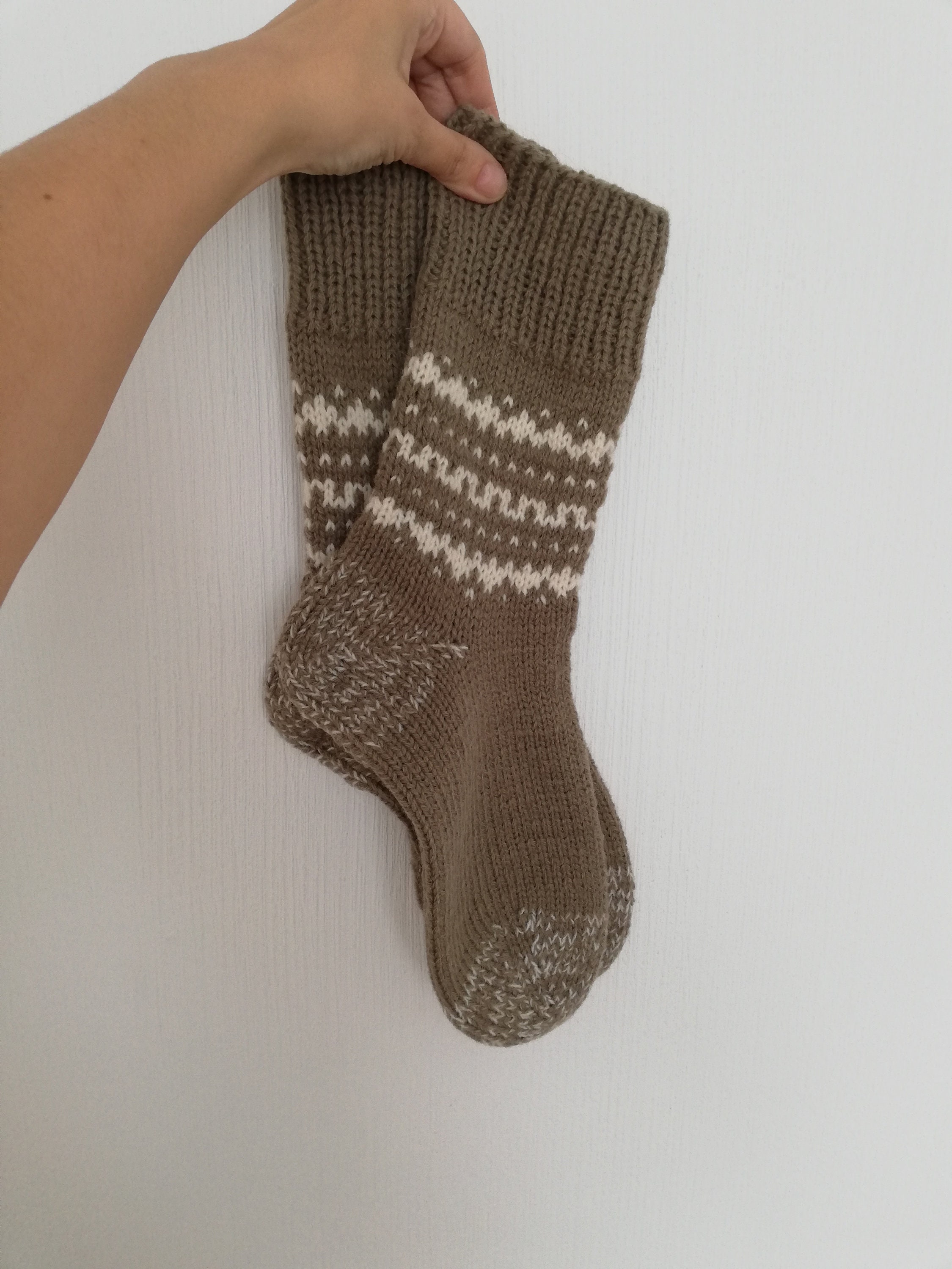 Handmade Jacquard wool socks Etsy