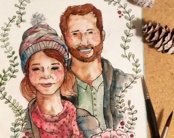 11x14 Detail Family Portrait - Custom made, Hand painted