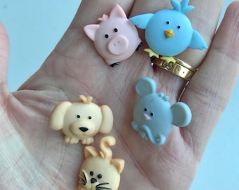Farmyard animal buttons, Dress it up buttons, pack of buttons, character buttons, kids sewing, crafts, sewing essentials