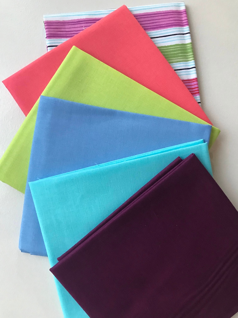 Fat quarter fabric bundles block colours snd stripe