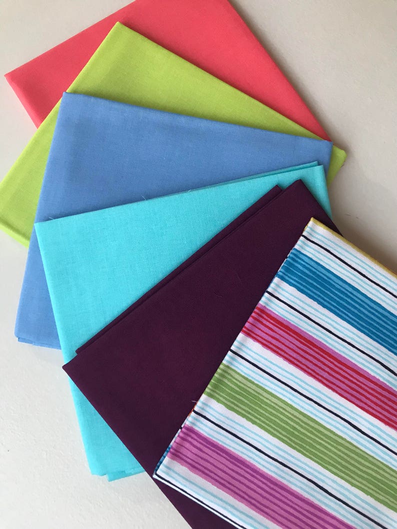 Fat quarter fabric bundles block colours snd stripe