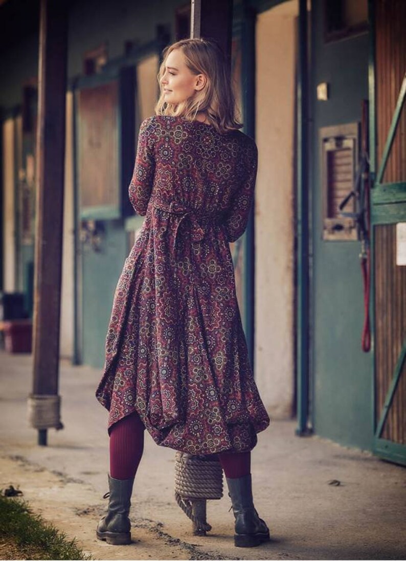 Long Sleeve Dress/ Boho Winter Dress/ Dress With Pockets/ Boho Etsy