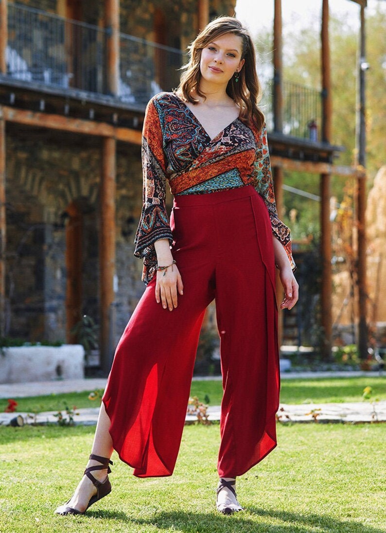 Boho Split Pants/ Wide Leg Pants 