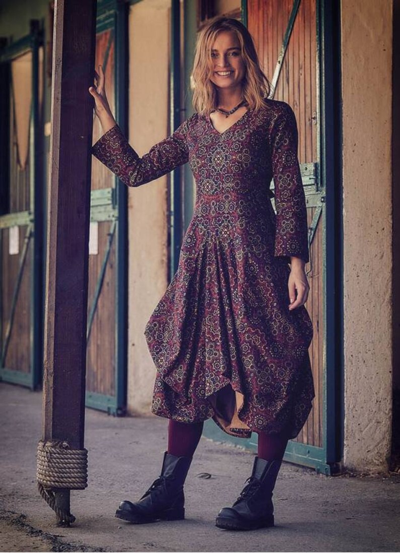 Long Sleeve Dress/ Boho Winter Dress/ Dress With Pockets/ Boho Etsy