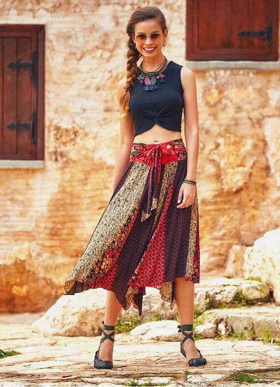 boho skirts midi