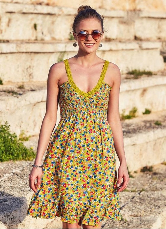 yellow floral summer dress