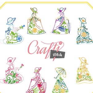 Machine Embroidery Designs - Old Fashioned Ladies Collection of 8