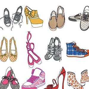 Machine Embroidery Designs - Shoe Collection of 12