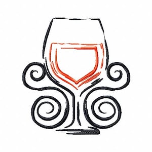 Machine Embroidery Design - Wine Glass Wine Bag Design #08