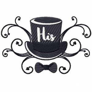 His Hat and Bow Tie - His & Hers Collection #07 Machine Embroidery Design