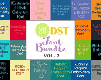 Machine Embroidery Fonts - 20 DST Font Bundle - Volume 2