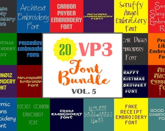 Machine Embroidery Fonts - 20 VP3 Font Bundle - Volume 5 - 20 Husqvarna Viking