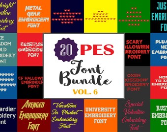 Machine Embroidery Fonts - 20 PES Font Bundle - Volume 6 - 20 Brother - Babylock fonts!