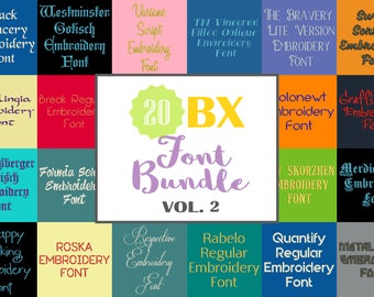 Machine Embroidery Fonts - 20 BX Font Bundle - Volume 2