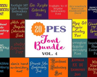 Machine Embroidery Fonts - 20 PES Font Bundle - Volume 4