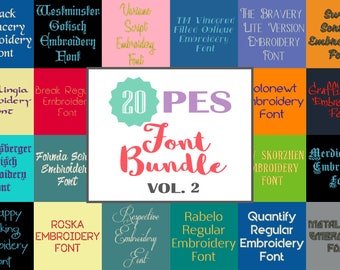 Machine Embroidery Fonts - 20 PES Font Bundle - Volume 2