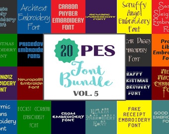 Machine Embroidery Fonts - 20 PES Font Bundle - Volume 5 - 20 Brother - Babylock fonts!