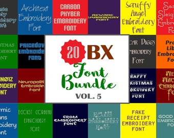 Machine Embroidery Fonts - 20 BX Font Bundle - Volume 5