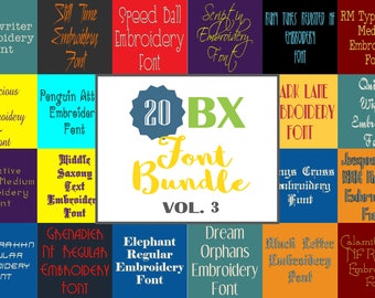 Machine Embroidery Fonts - 20 BX Font Bundle - Volume 3