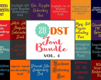 Machine Embroidery Fonts - 20 DST Font Bundle - Volume 4