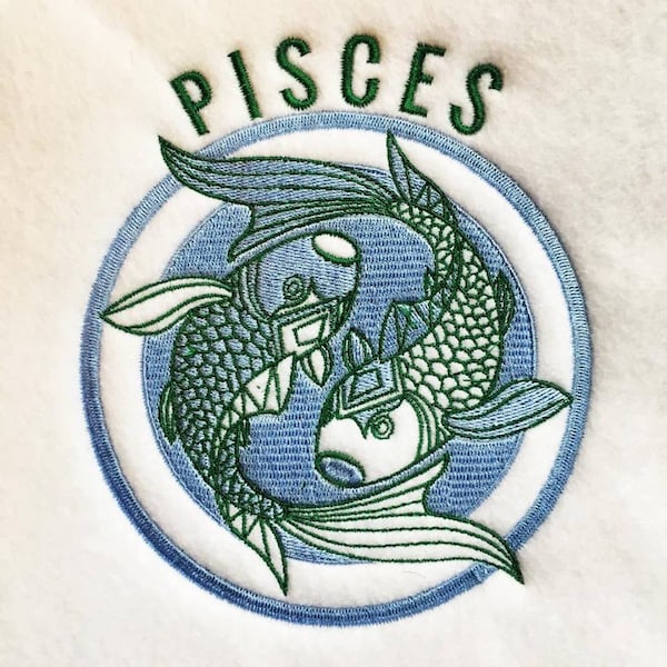 Machine Embroidery Design - Pisces Horoscope - Zodiac Collection #02