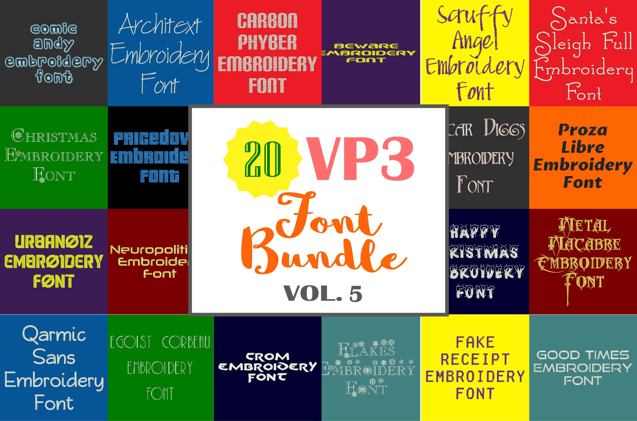 20 Embroidery Fonts Sets Vp3 Letter Embroidery Designs Vp3 Machine