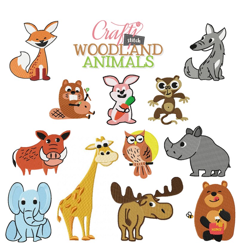 Machine Embroidery Designs Woodland Animals Collection