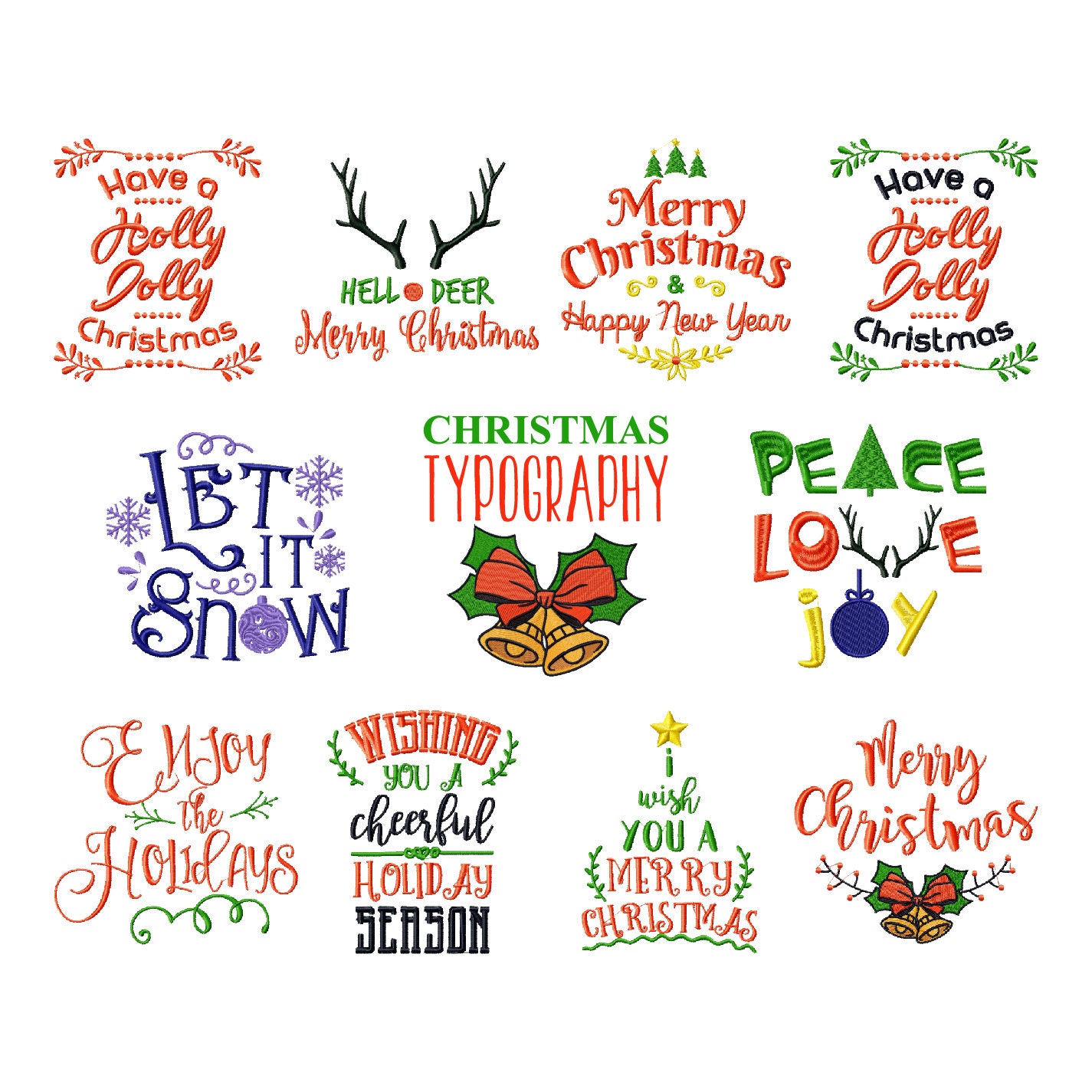 Christmas Sayings Collection of 11 Machine Embroidery Designs Etsy