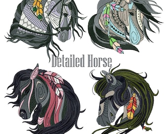 Machine Embroidery Designs - Detailed Horses Collection of 4