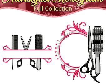 Machine Embroidery Design - Hairstylist Monogram Collection of 2