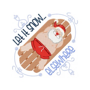 Machine Embroidery Design - Santa On The Beach Typography #02