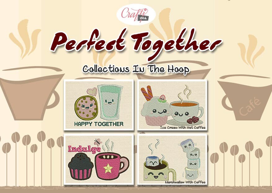 In the Hoop Machine Embroidery Design - Perfect Together 4 Pack ITH Mug ...