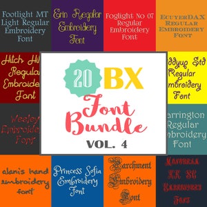 Machine Embroidery Fonts - 20 BX Font Bundle - Volume 4