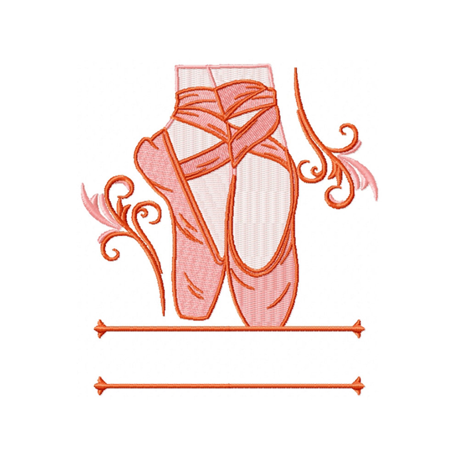 machine embroidery design - ballet shoes monogram #02