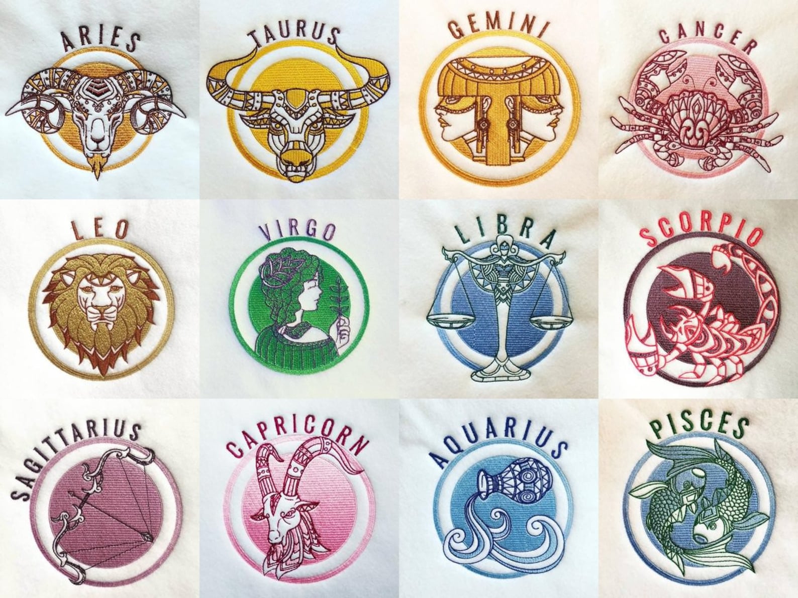 Machine Embroidery Design Horoscope Zodiac Collection of 12 Etsy