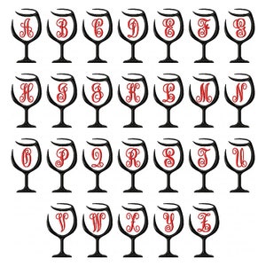 Machine Embroidery Monogram - Wine Glass Frame