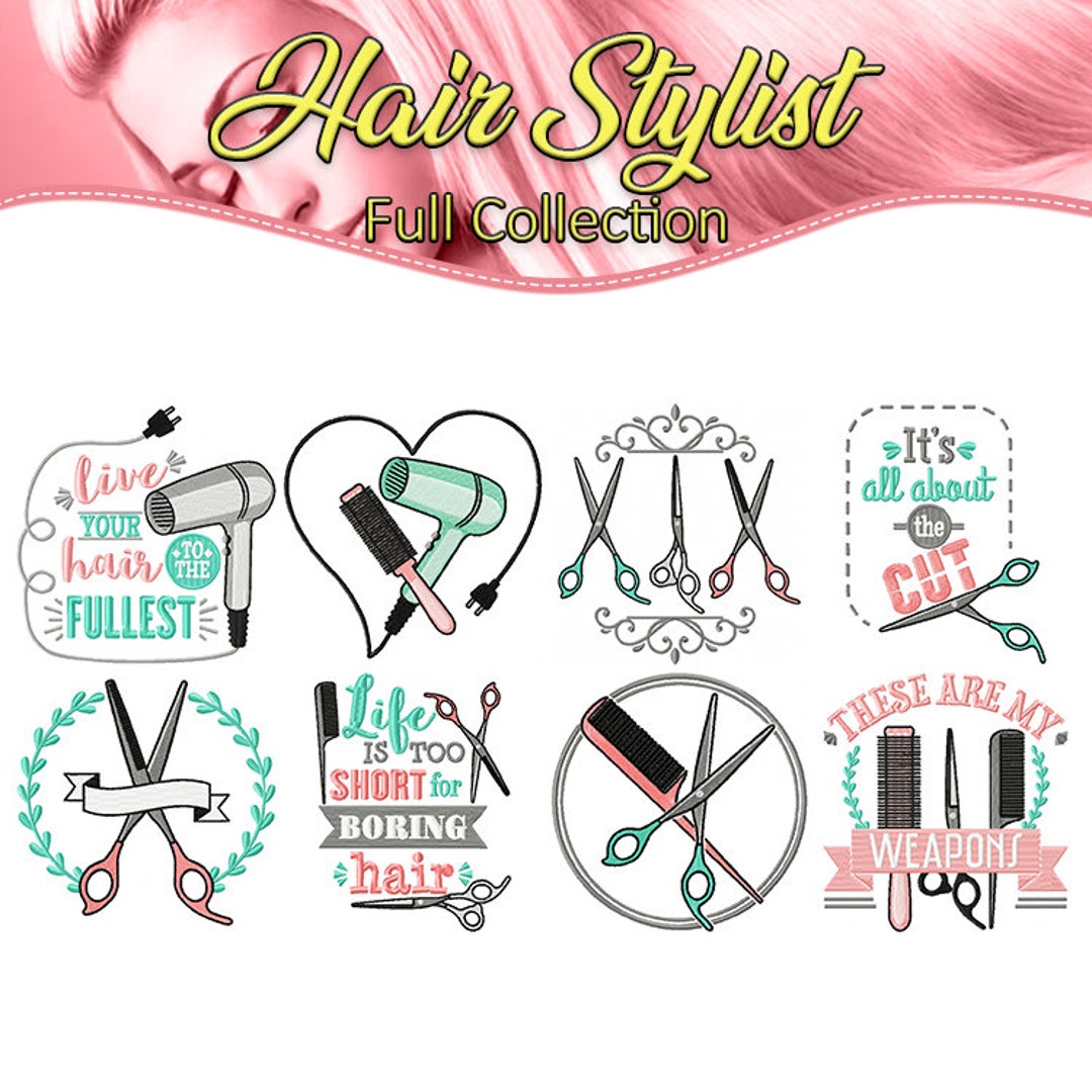 Machine Embroidery Designs Hair Stylist Collection of 8 - Etsy
