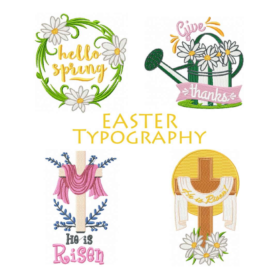 Easter Machine Embroidery Designs - Typography Collection of 8 - Etsy