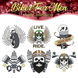 Machine Embroidery Design - Biker For Men Collection of 6