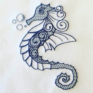 Machine Embroidery Design - Ornamental Seahorse