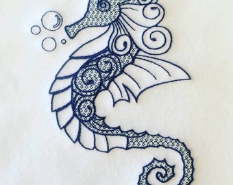 Machine Embroidery Design - Ornamental Seahorse